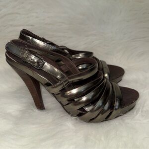 BCBGMaxAzria Metallic Strappy Heels